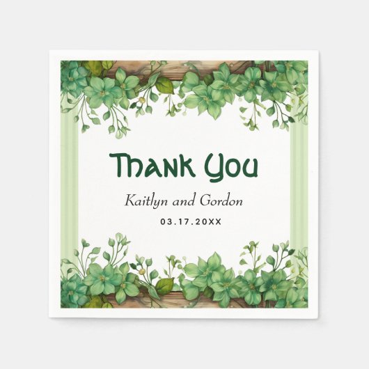 Wijnstok en hout St Patricks Dag groene grens brui Servet (Voorkant)