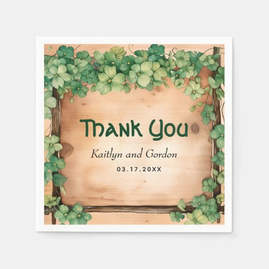 Wijnstok en hout St Patricks Day rustieke bruiloft Servet (Voorkant)