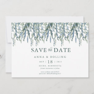 Wijnstok Groene Blauwe Bloemige Trouwdag Save The Date