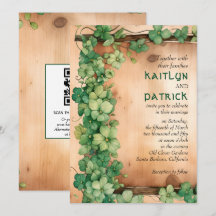 Wijnstok op hout St Patrick's Day QR rustieke brui