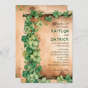 Wijnstok op hout St Patrick's Day QR rustieke brui Kaart