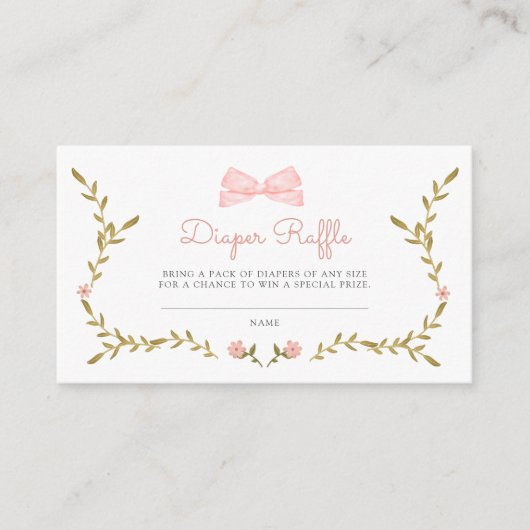 Wijnstok & Roze Bloemen Baby shower Luier Raffle Informatiekaartje (Voorkant)