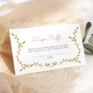 Wijnstok & Roze Bloemen Baby shower Luier Raffle Informatiekaartje