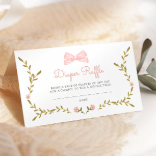 Wijnstok & Roze Bloemen Baby shower Luier Raffle Informatiekaartje