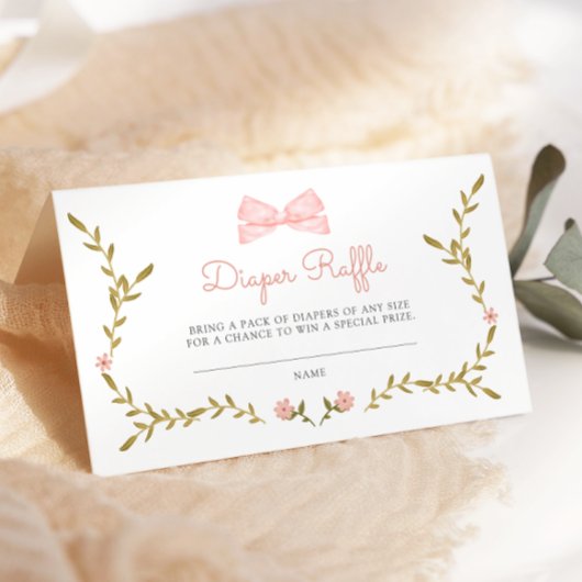 Wijnstok & Roze Bloemen Baby shower Luier Raffle Informatiekaartje