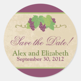 Wijnstok Save-the-Date Sticker (Pergament Textuur)