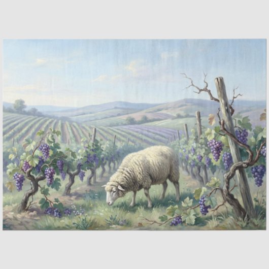 Wijnstok Schapen Decoupage Tissuepapier (Voorkant)
