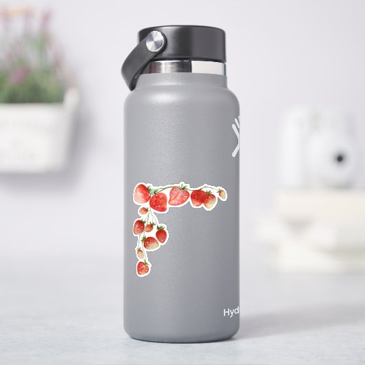 Wijnstok van Rode Aardbeien Sticker (HydroFlask)