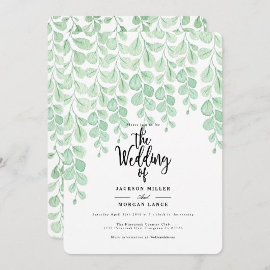 wijnstok | Waterverf bruiloft uitnodigen Kaart (Voorkant / Achterkant)