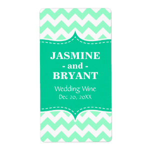 Wijnstokflesje Mint Chevron Pattern Favor Etiket