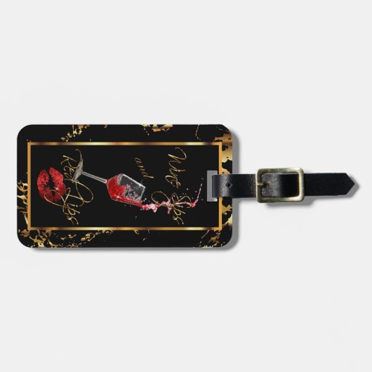 Wijnstokjes 🍷 en 👄 bagagelabel (Voorkant horizontaal)