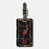 Wijnstokjes 🍷 en 👄 bagagelabel (Voorkant verticaal)