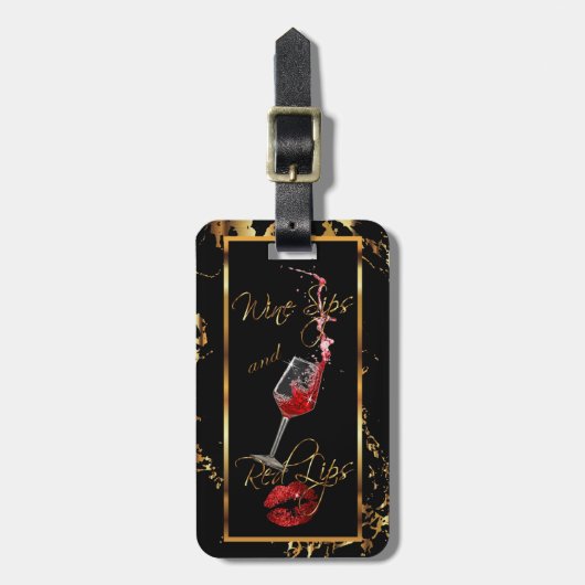 Wijnstokjes 🍷 en 👄 bagagelabel (Voorkant verticaal)