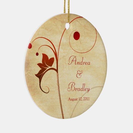 Wijnstokken & bessen bruiloft of Jubileum Ornament (Rechts)