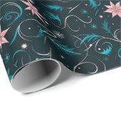 Wijnstokken Bloemen Botanisch Groen Roze Kerst Cadeaupapier (Rol Hoek)