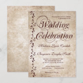  wijnstokken Elegant Rustic Wedding Invitations Kaart (Voorkant / Achterkant)