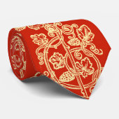 Wijnstokken en druiven, goud op rood stropdas (Opgerold)