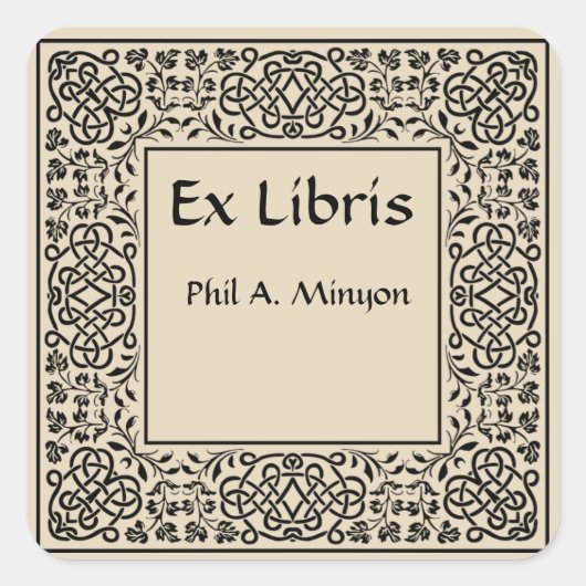 wijnstokken en in elkaar grijpende knopen Bookpla Vierkante Sticker (Voorkant)