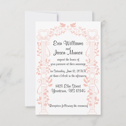 Wijnstokken en kolommen Uitnodiging voor bruiloft (Voorkant)