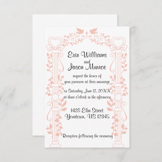 Wijnstokken en kolommen Uitnodiging voor bruiloft (Voorkant / Achterkant)