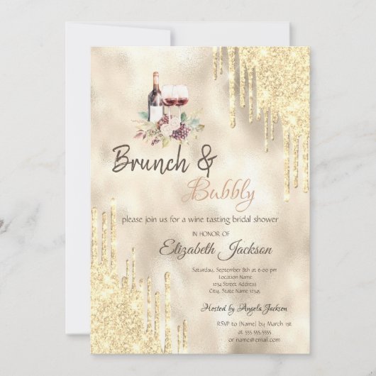 Wijnstokken Goud Druppels Brunch & Bruisend Kaart (Voorkant)