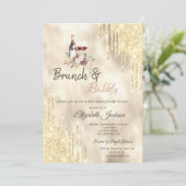 Wijnstokken Goud Druppels Brunch & Bruisend Kaart (Staand voorkant)