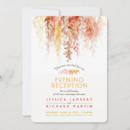 Wijnstokken koraal rood bruin bruiloft avond recep kaart