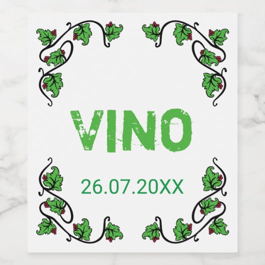 Wijnstokken met wit etiket (Enkel label)