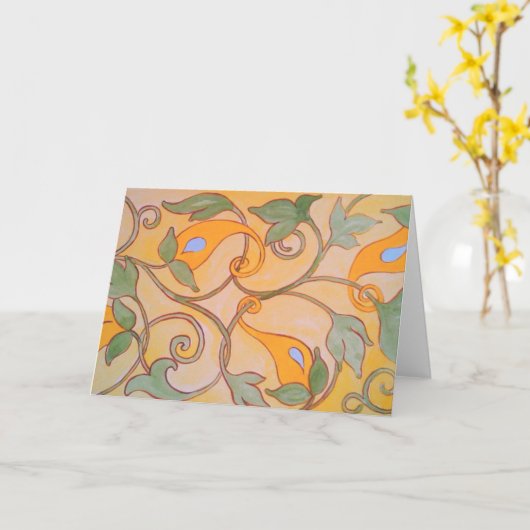 Wijnstokken op goud kaart (Gele Bloem)