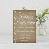  wijnstokken Rustic country Wedding Invitation Kaart (Staand voorkant)