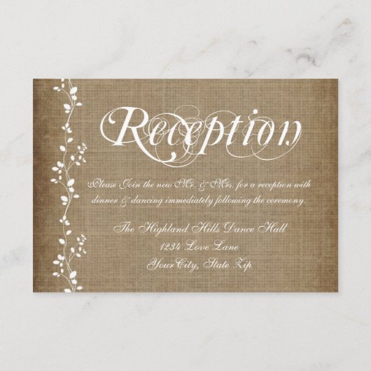  wijnstokken Rustic Wedding Reception Kaarten (Achterkant)