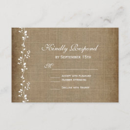  wijnstokken Rustic Wedding RSVP-kaarten RSVP Kaartje