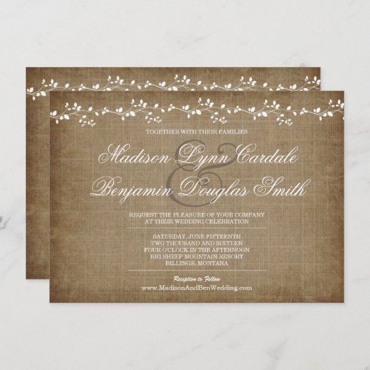  wijnstokken - Uitnodiging tot huwelijk (Voorkant / Achterkant)