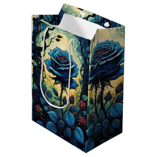 Wijnstokken van blauw Roos 1 Medium Cadeauzakje (Voorkant Gekanteld)