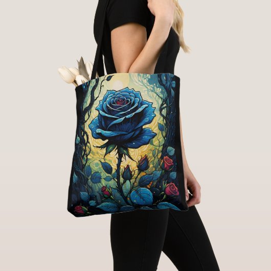 Wijnstokken van blauw Roos 1 Tote Bag (Dichtbij)
