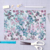 Wijnstokken van Blauwgroen en roze delicate bloeme Tissuepapier (Craft)