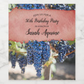 Wijnstokken & wijnvlek 50e verjaardag wijn etiket (Enkel label)