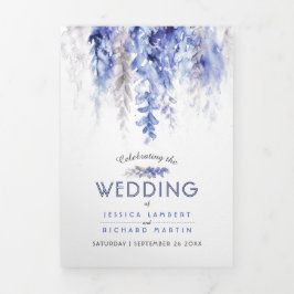 Wijnstokken winterblauw grijs waterverf bruiloft drieluik programma