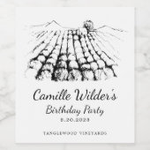Wijnstokkerij - wijngaard - Birthday Party Wijn Etiket (Enkel label)