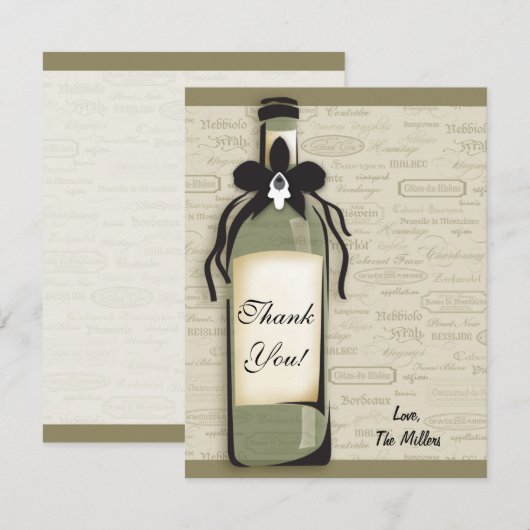 Wijnstokvariëteiten en groothandelsflessenkaart notitiekaartje (Voorkant / Achterkant)