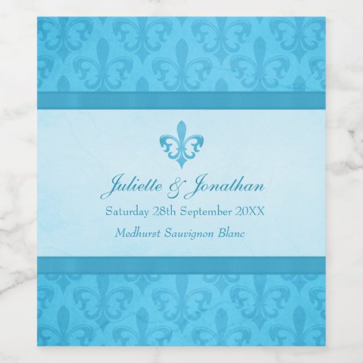 Wijnstokwijn gepersonaliseerd etiket fleur de lis  (Enkel label)