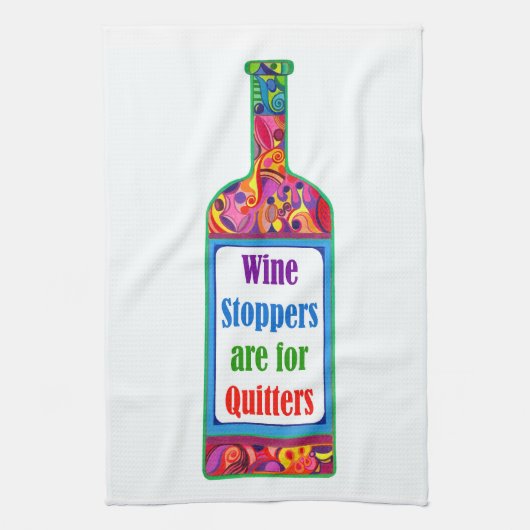 Wijnstoppen voor Quitters ™ Kitchen Tea Towel Theedoek (Verticaal)