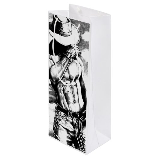 Wijntas voor heren Cowboy Body Builder Art Wijn Cadeautas (Achterkant Gekanteld)