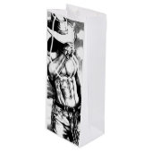 Wijntas voor heren Cowboy Body Builder Art Wijn Cadeautas (Voorkant Gekanteld)
