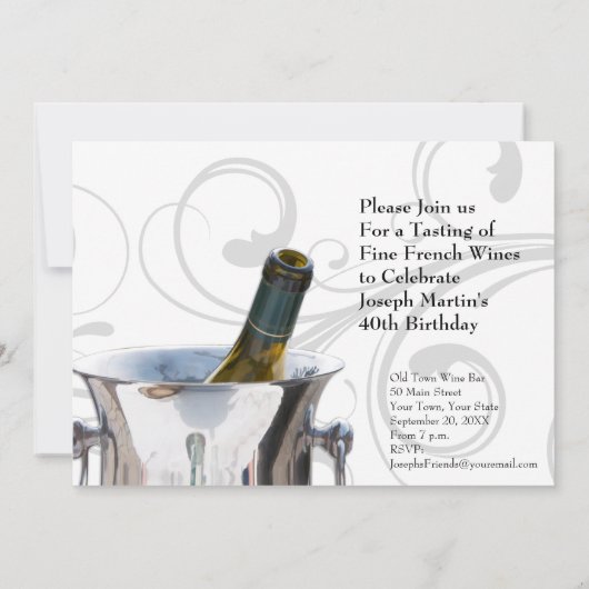 Wijntest 40e verjaardag Franse legant Kaart (Achterkant)