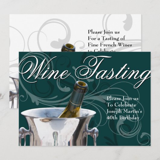 Wijntest 40e verjaardag Franse legant Kaart (Voorkant / Achterkant)