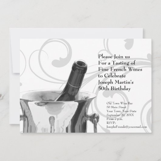 Wijntest 50e verjaardag Franse legant Kaart (Achterkant)