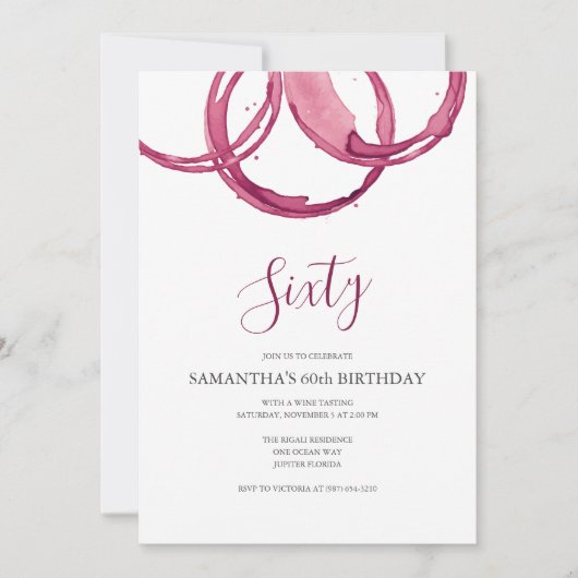 Wijntest 60th BIRTHDAY Uitnodiging (Voorkant)