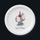 Wijntest | Speciale feestdag Papieren Bordje<br><div class="desc">Soms heb je gewoon een excuus nodig om te feesten. Deze set papieren borden bevat alle elementen voor je speciale gelegenheid. Het bevat een klassiek rood wijnglas,  druiven en wijnfles. Onderaan is een plek voor je unieke informatie.</div>