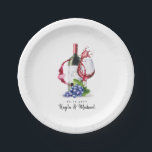 Wijntest | Speciale feestdag Papieren Bordje<br><div class="desc">Soms heb je gewoon een excuus nodig om te feesten. Deze set papieren borden bevat alle elementen voor je speciale gelegenheid. Het bevat een klassiek rood wijnglas,  druiven en wijnfles. Onderaan is een plek voor je unieke informatie.</div>